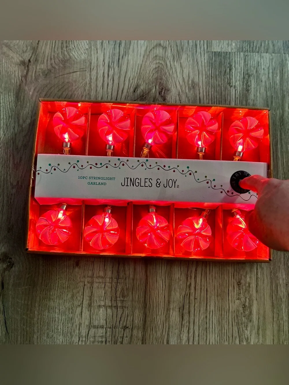 Red Peppermint String Light Garland